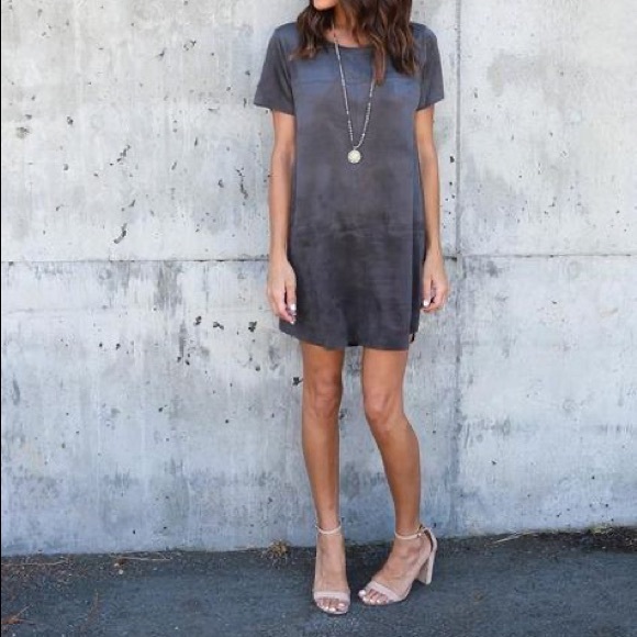VICI Kacie Suede Shift Dress in Charcoal - Picture 3 of 5